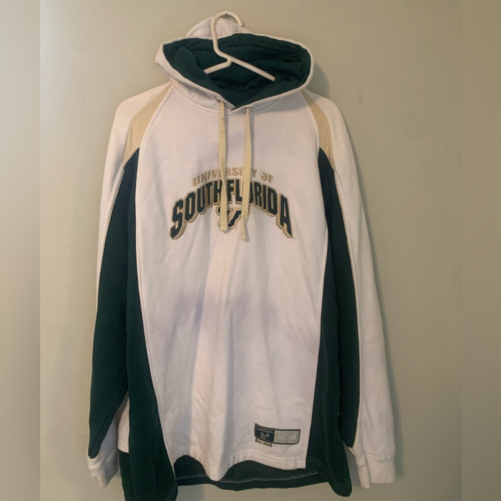 University of South Florida White and Green Hoodie